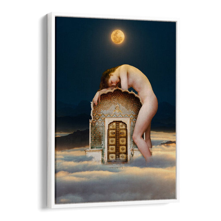GATEKEEPER, ALTERED ART PRINTS showcase a surreal design featuring a figure and ornate architecture against a moonlit sky.