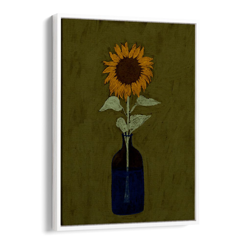 Bright sunflower in a vase featured in RADIANT VIEW, KITCHEN POSTERS, perfect for enhancing your kitchen decor.