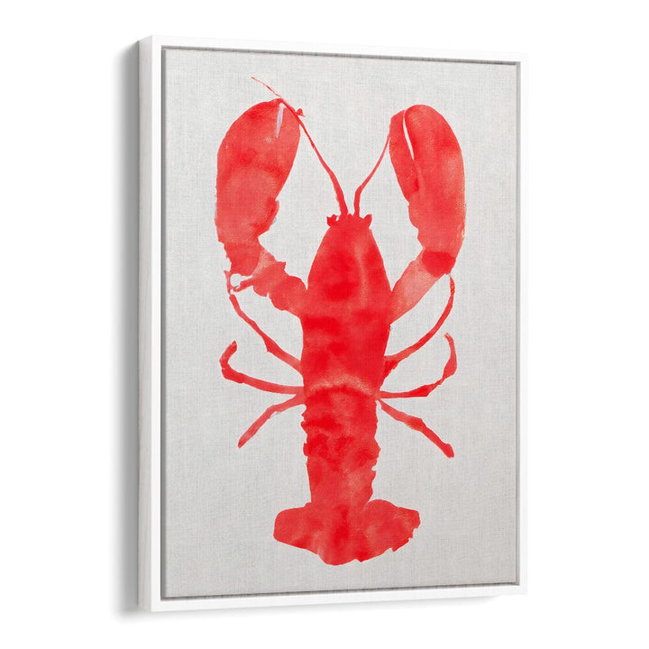 LOBSTER GRACE , KITCHEN POSTERS featuring a vibrant red lobster print on white canvas for elegant coastal kitchen décor.