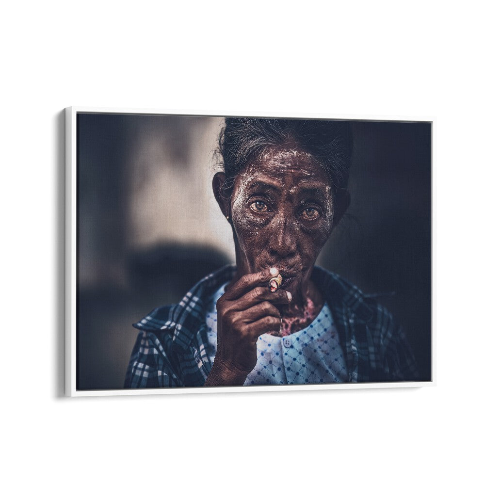 ABSTRACT painting - THE SMOKING WOMAN FROM BURMA by Asianmonk