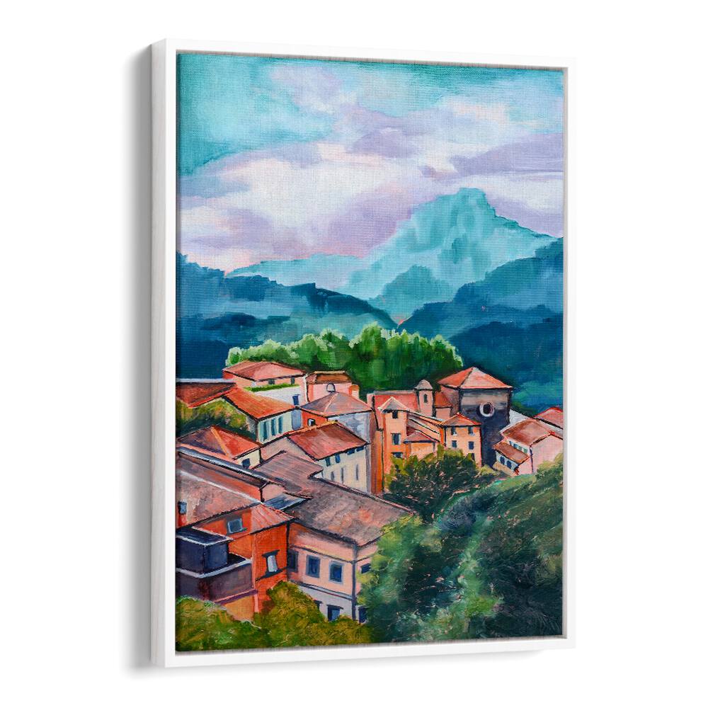 VILLAGE IN THE MOUNTAINS , LANDSCAPE PAINTINGS