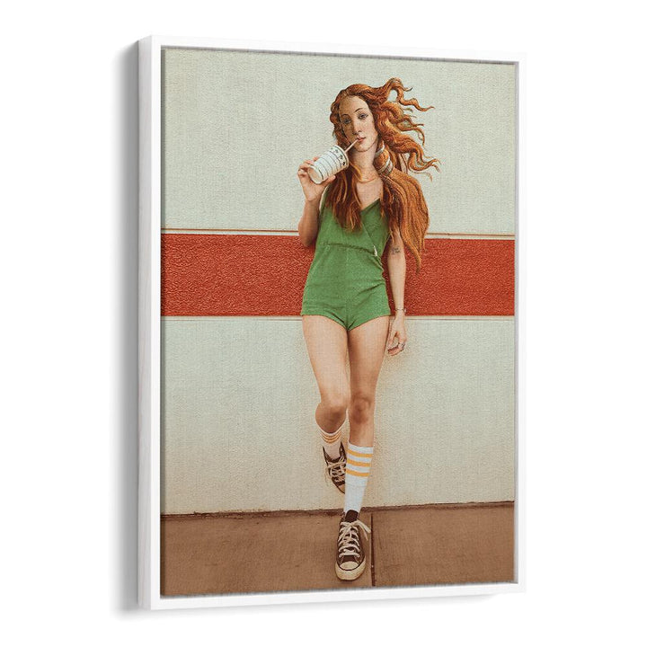Stylish woman enjoying a drink, part of the VENUS CHILLOUT MOOD, ALTERED ART PRINTS collection for tranquil spaces.