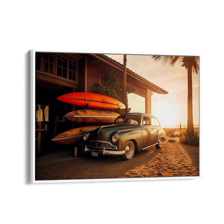 VINTAGE CAR SUNSET BEACH , CAR POSTERS