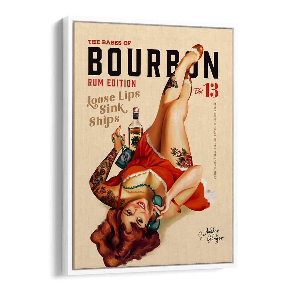 BABES OF BOURBON RUM DRINKING PINUP GIRL ART , BAR POSTERS , BAR ART PRINTS