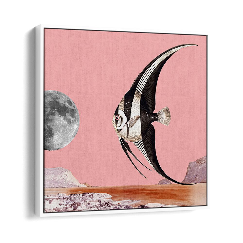 Whimsical PLENTY OF FISH, BEACH PAINTINGS featuring an elegant fish against a pink backdrop, perfect for your decor.