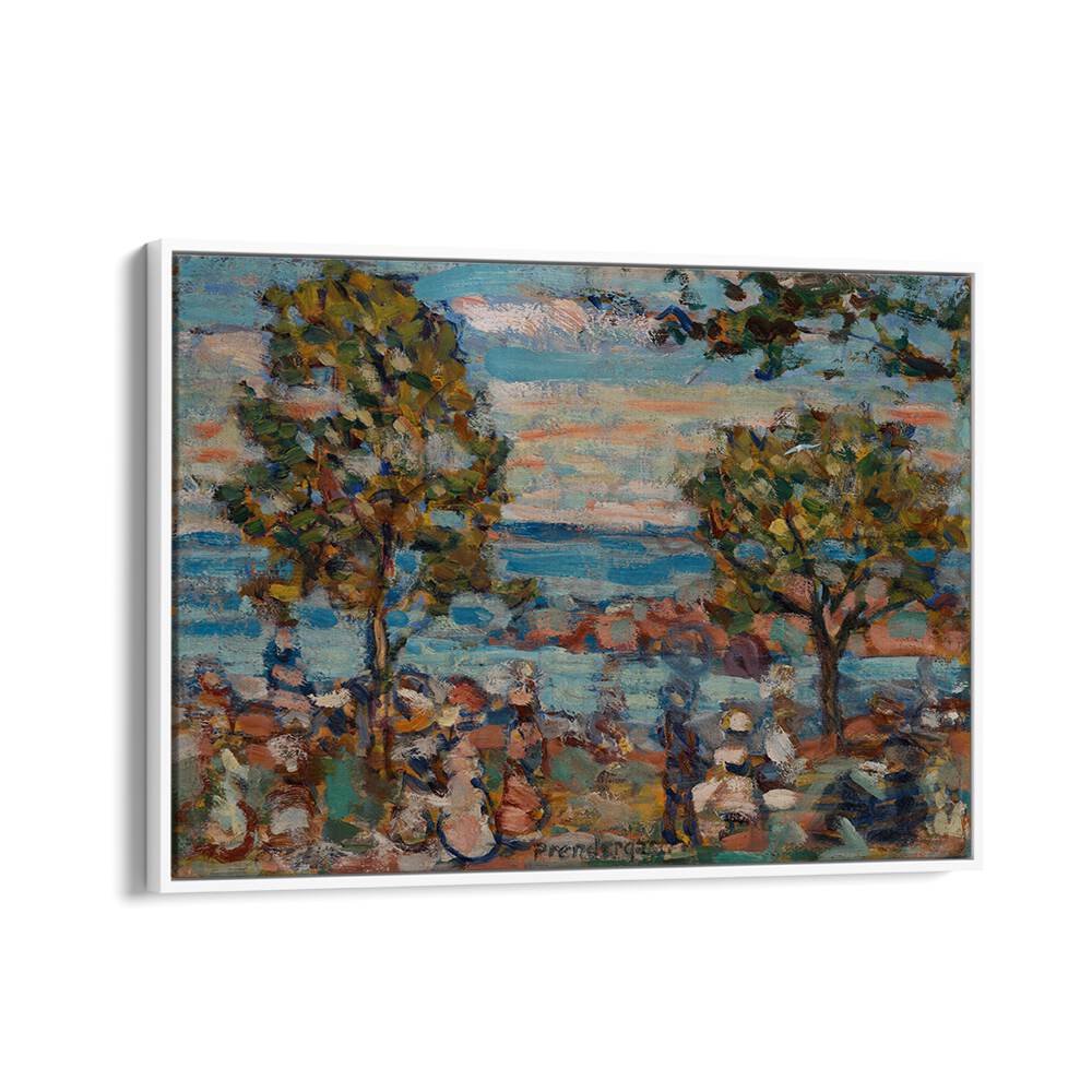 BEACH SCENE WITH TWO TREES , VINTAGE PAINTINGS