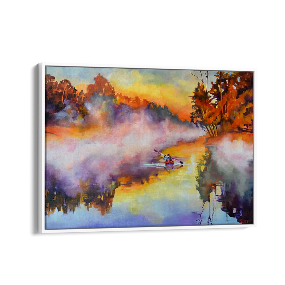 KAYAK IN THE MIST , LANDSCAPE PAINTINGS
