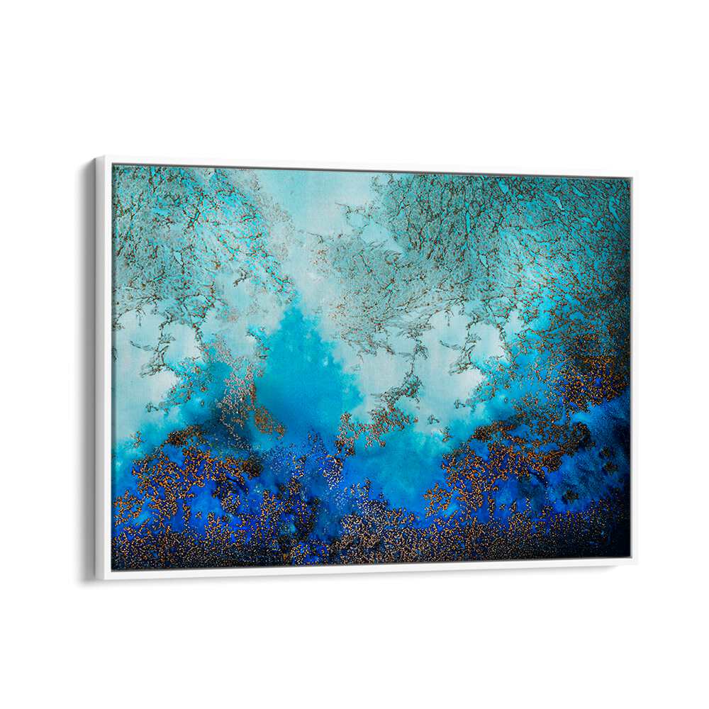 Vibrant BLUE WATERS, ABSTRACT PAINTINGS featuring deep blues and soft whites, perfect for adding tranquility to any space.