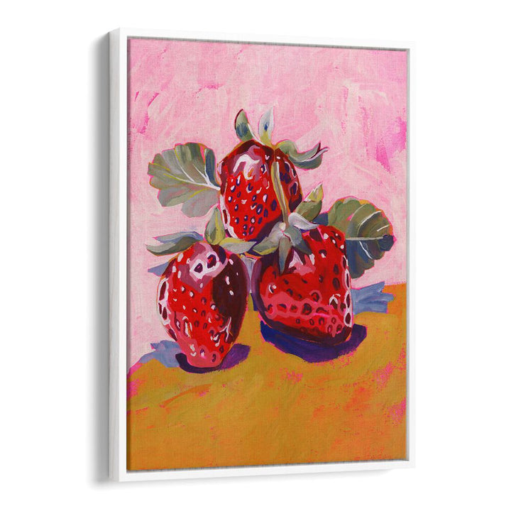Luscious FRESH PAINTAINLY STRAWBERRIES showcased on a vibrant pink canvas, perfect for any berry lover.