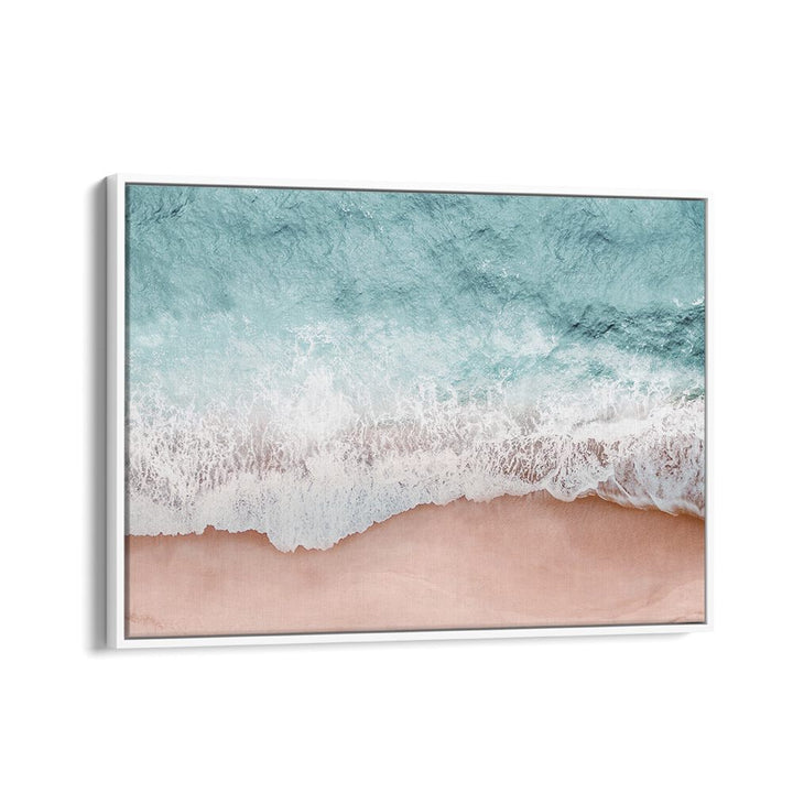 Serene ocean waves meet soft sandy shores in BEACH VIBES III, BEACH PAINTINGS, perfect for coastal decor.
