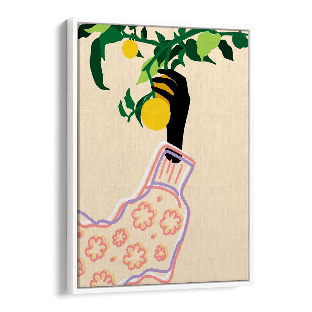 CITRUS TOUCH, KITCHEN POSTERS showcase a vibrant hand holding fresh lemons, perfect for brightening your kitchen decor.
