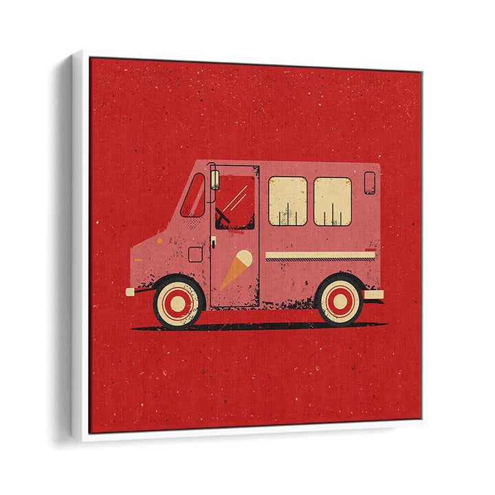 Colorful illustration of a vintage ice cream truck, perfect for THE ICE CREAM TRUCK, KIDS ROOM PAINTINGS decor.