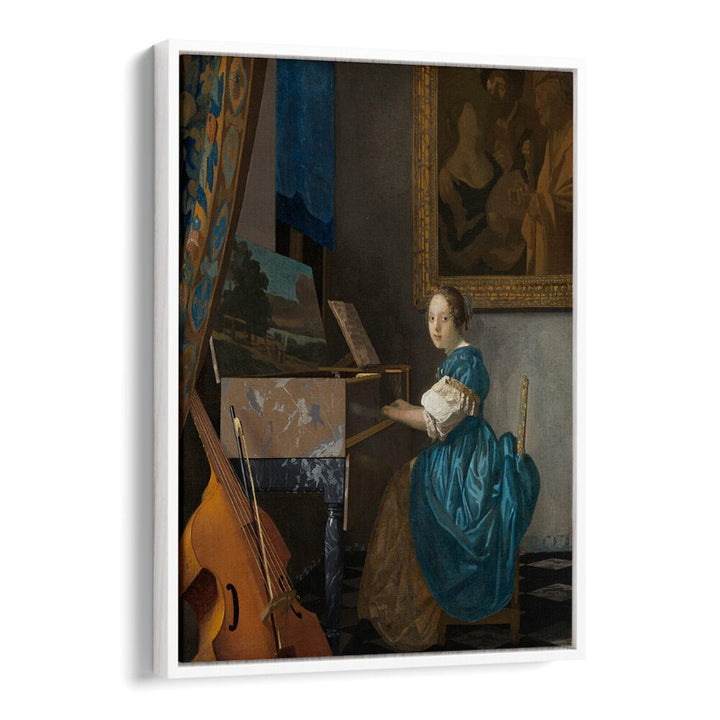 YOUNG WOMAN SEATED AT A VIRGINAL (CA. 1670–1672)  BY JOHANNES VERMEER, VINTAGE PAINTINGS