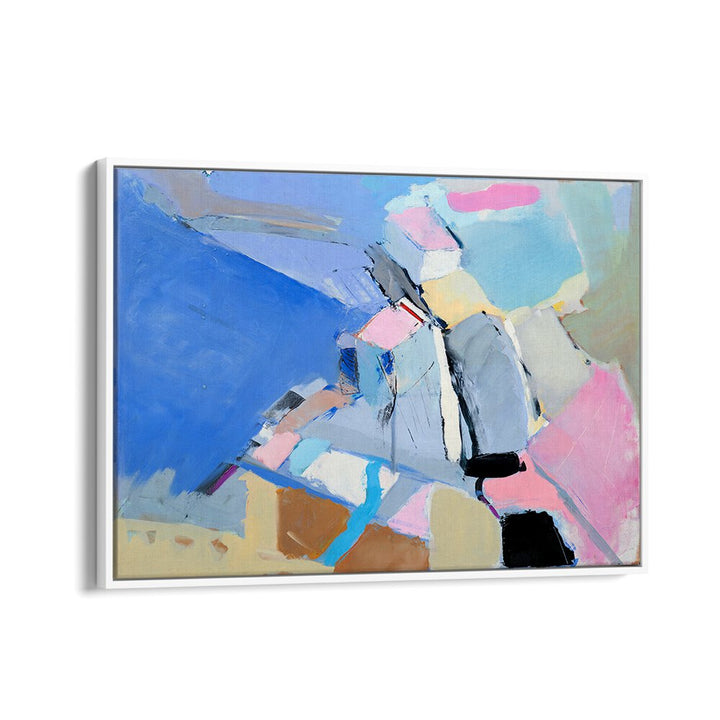 Colorful abstract painting titled "SEA TOWN, ABSTRACT PAINTINGS," perfect for beach lovers and water enthusiasts.