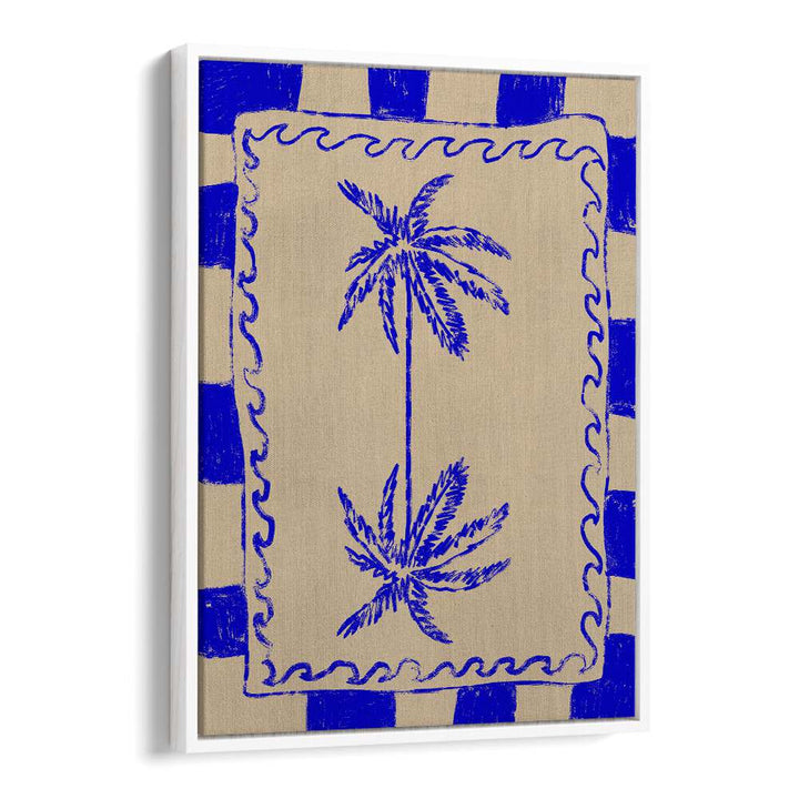 COASTAL CHARM, BEACH PAINTINGS featuring vibrant palm trees in blue, perfect for enhancing your seaside home decor.