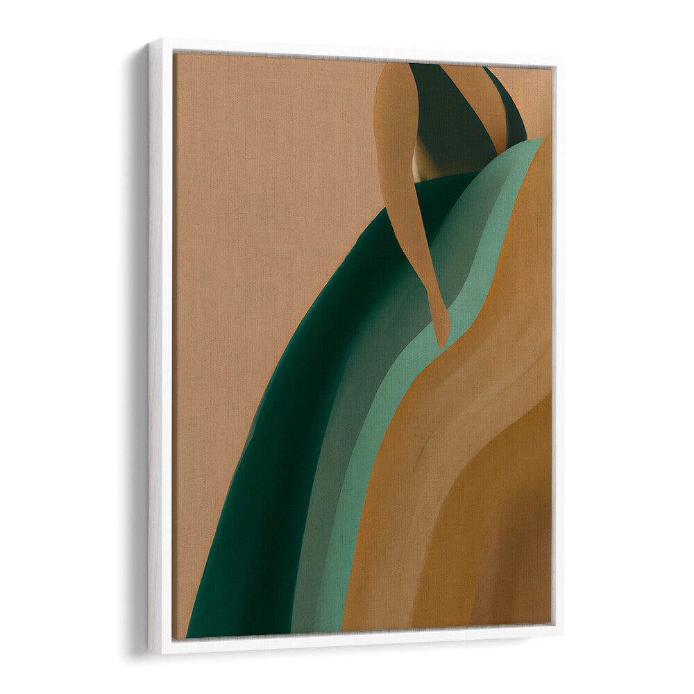 EARTHY DRESS, FASHION POSTERS featuring abstract figure in green and brown tones, adding natural elegance to Whitefloater decor.