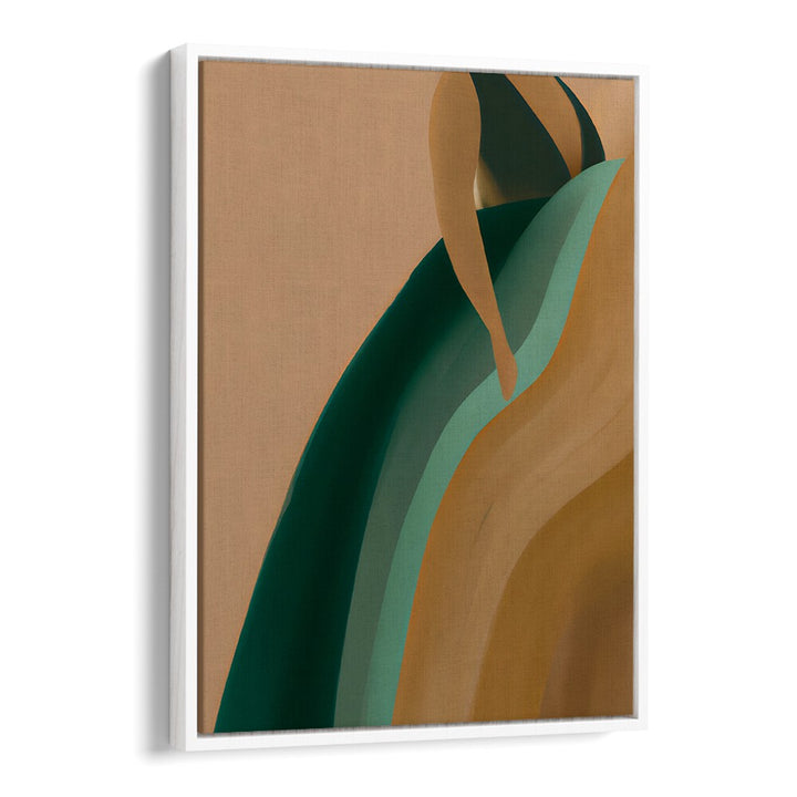 EARTHY DRESS, FASHION POSTERS featuring abstract figure in green and brown tones, adding natural elegance to Whitefloater decor.
