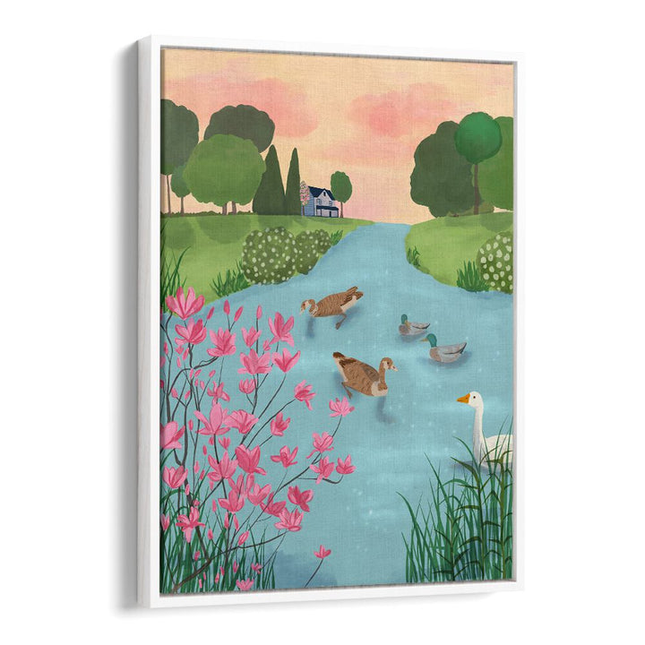 DUCKS ON SUMMER TRAILS , WILDLIFE PAINTINGS , WILDLIFE POSTERS