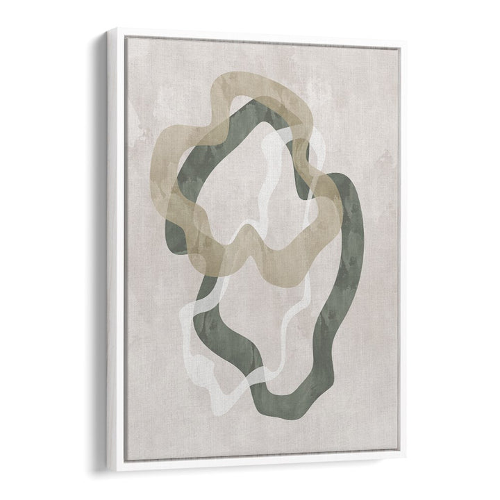 Contemporary art piece, ABSTRACT GREEN FORMS II, blends green hues and geometric shapes for stylish decor.