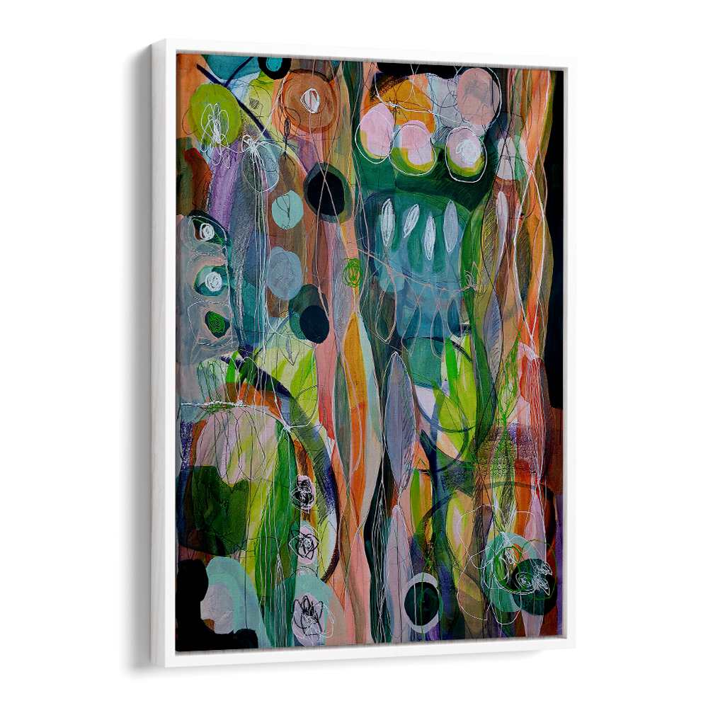 Vibrant colors and shapes in AMAZONIA I, ABSTRACT PAINTINGS enhance contemporary home decor beautifully.