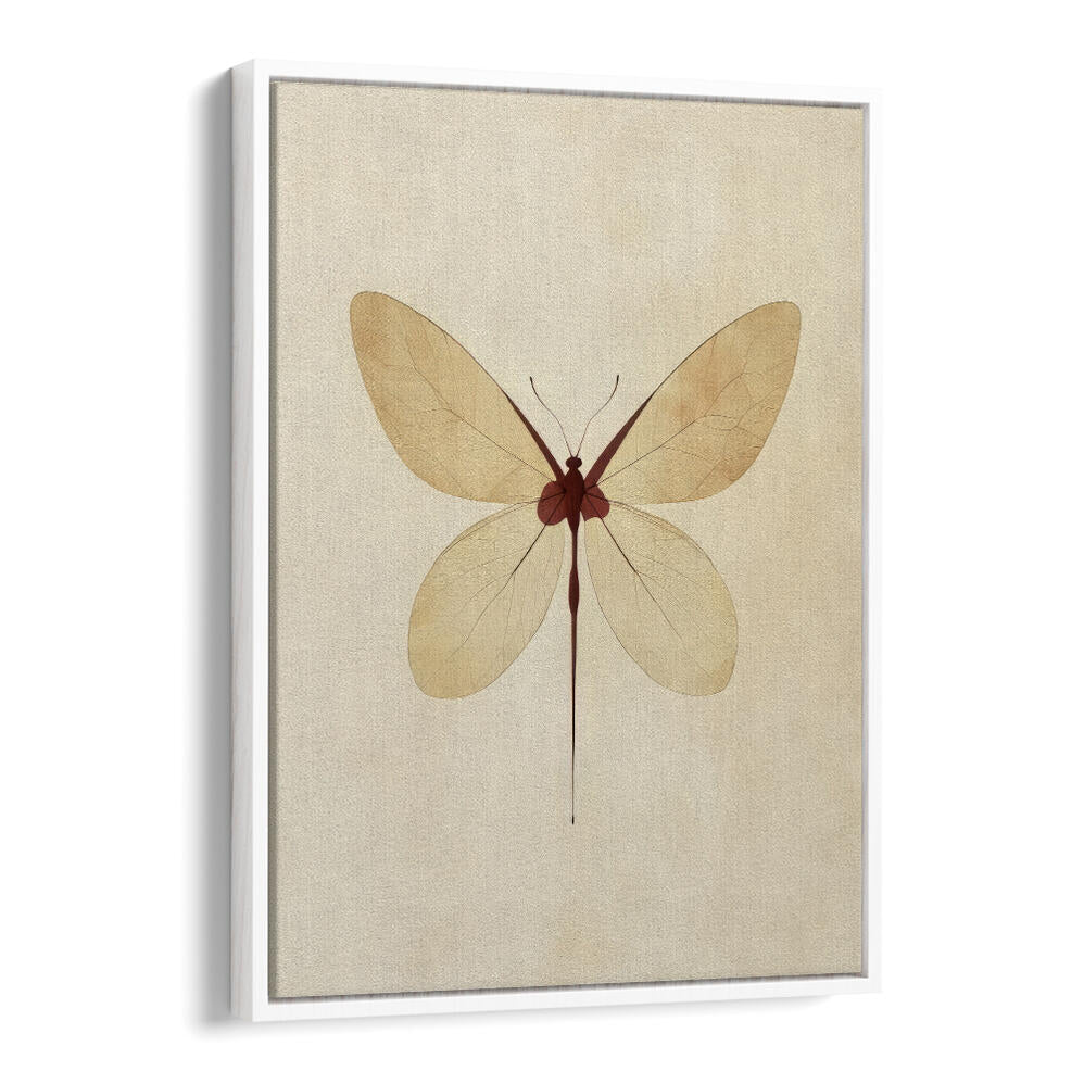 BEIGE BUTTERFLY WALL ART , FLORAL FLOWER PAINTINGS