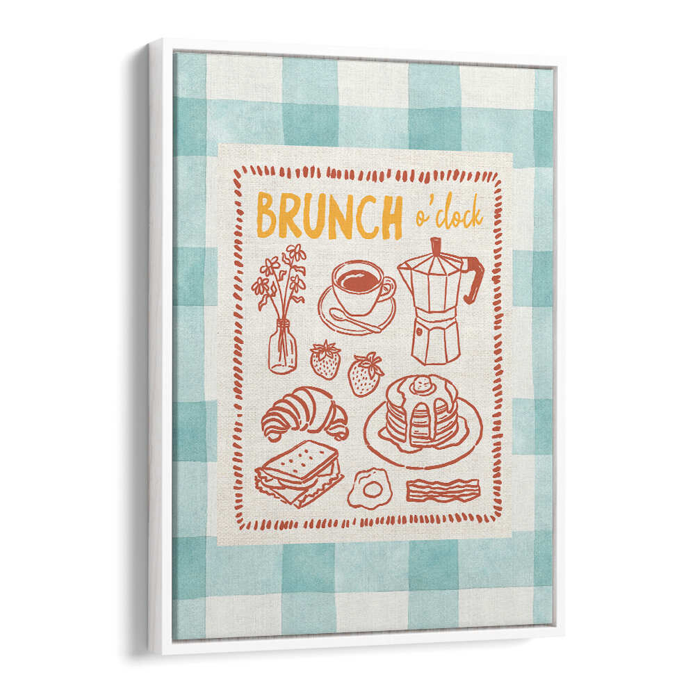 BRUNCH O CLOCK ON GREEN CHECKS , BAR & CAFE ART