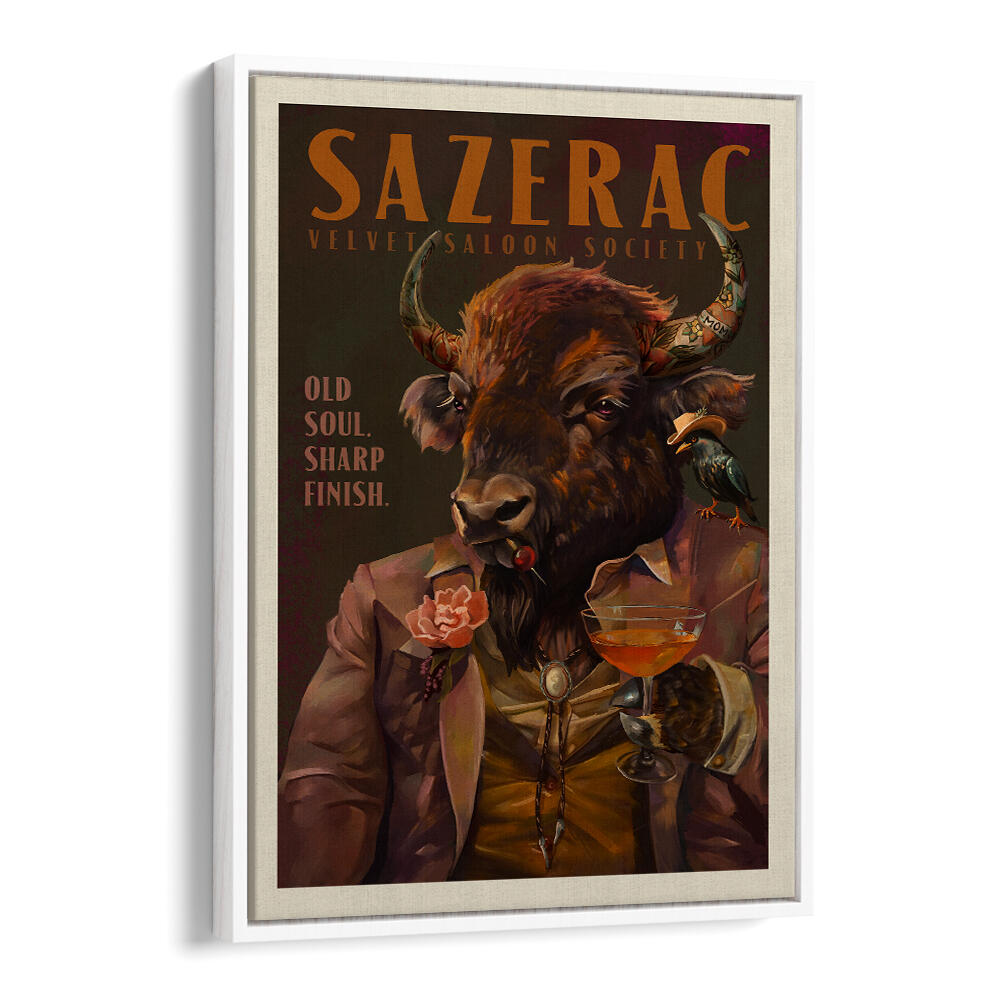 BUFFALO DRINKING SAZERAC , BAR & CAFE ART