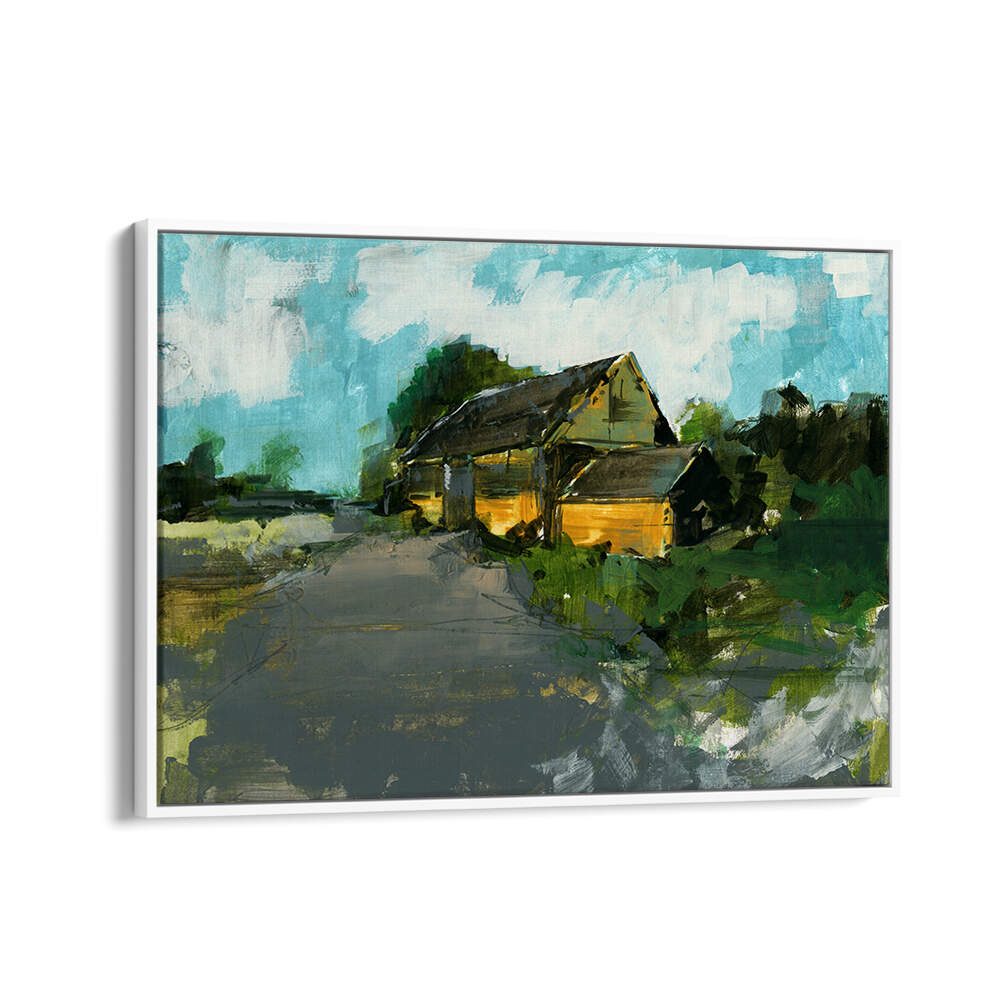 Vibrant COUNTRY BARN I, LANDSCAPE PAINTINGS showcasing serene countryside beauty for your tranquil space.