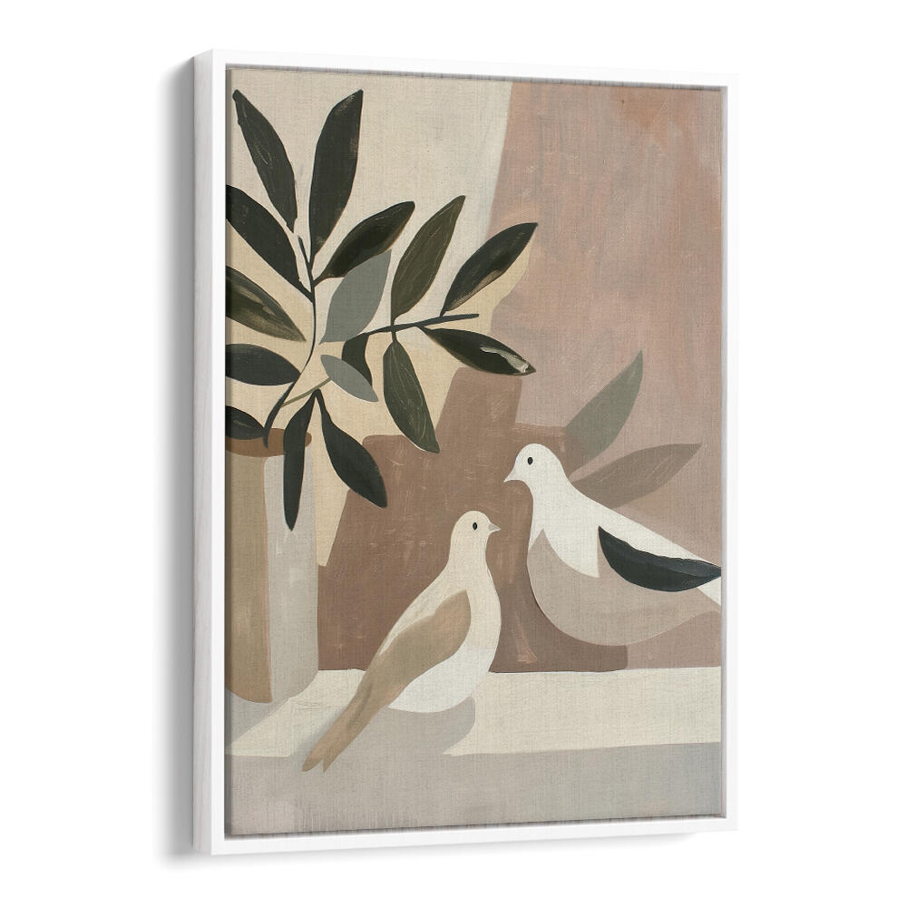 DOVES ON PATIO , BOHO ART PAINTINGS