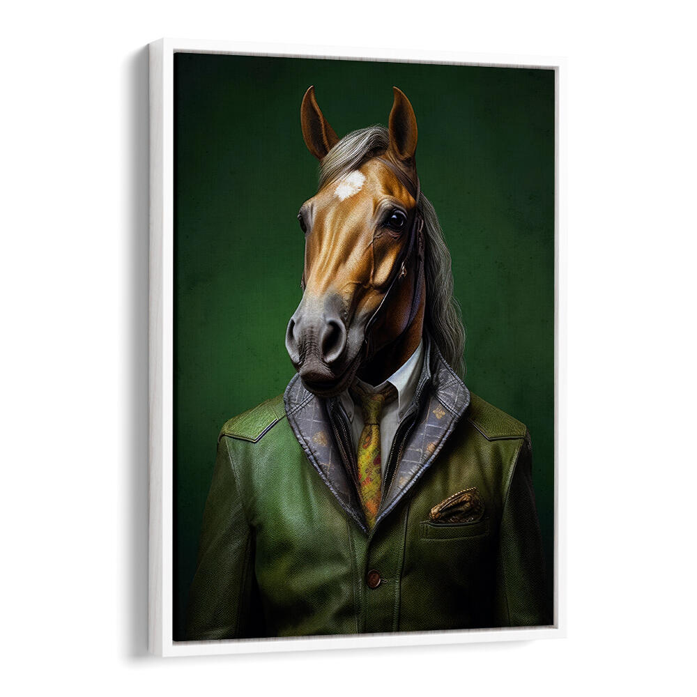 ELEGANT GREEN HORSE ANIMAL ART , ANIMAL PAINTINGS