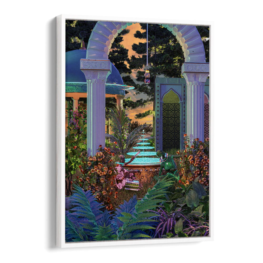 EXOTIC GARDEN FOUNTAIN SUNSET