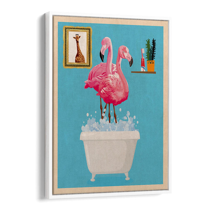FLAMINGOS IN BATH , BATHROOM ART PRINTS