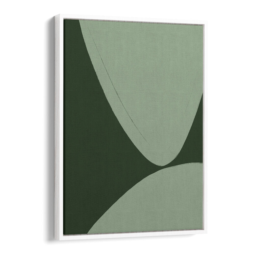 GREEN CURVED SHAPES , ABSTRACT PAINTINGS