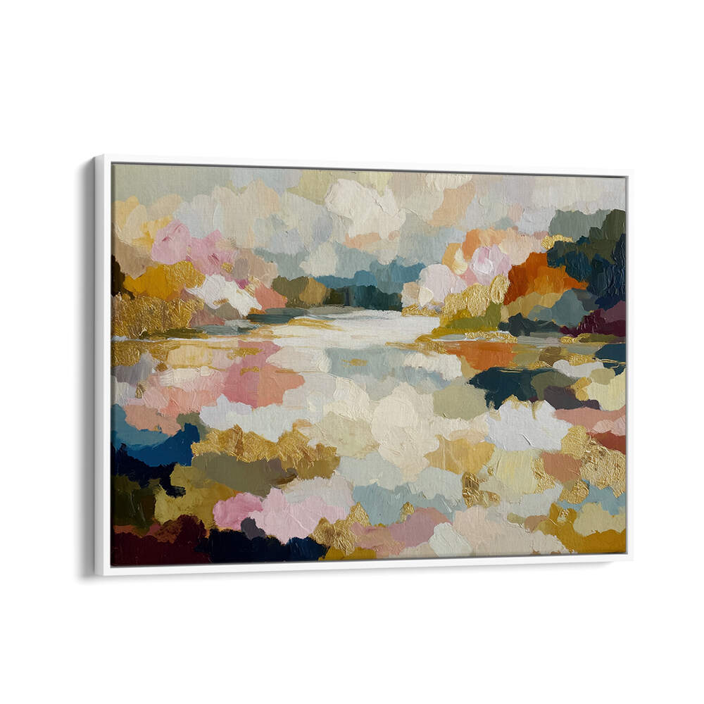 LAKE REFLECTION WITH GOLD ACCENTS