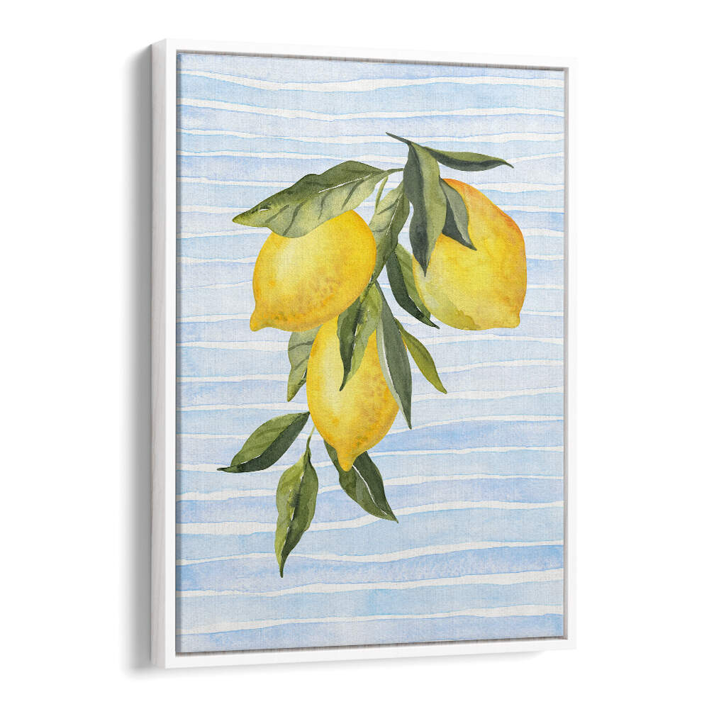 LEMONS ON STRIPES WATERCOLOR , KITCHEN POSTERS