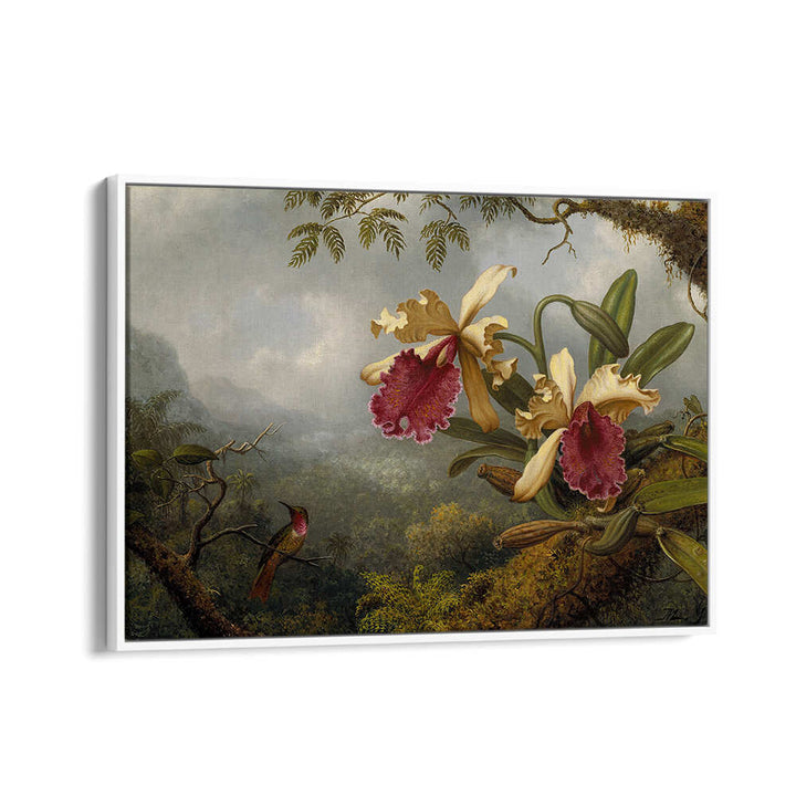 ORCHIDS AND HUMMINGBIRD , FLORAL FLOWER PAINTINGS