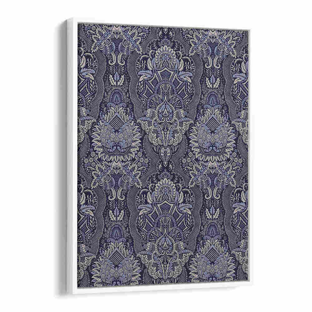 ORNATE FLORAL ELEGANCE MIDNIGHT BLUE , PATTERN ART PRINTS