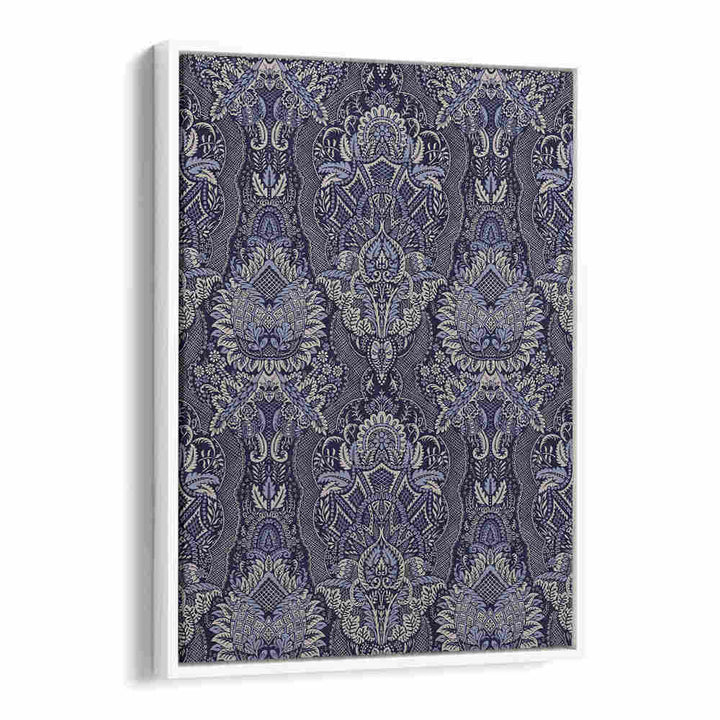 ORNATE FLORAL ELEGANCE MIDNIGHT BLUE , PATTERN ART PRINTS