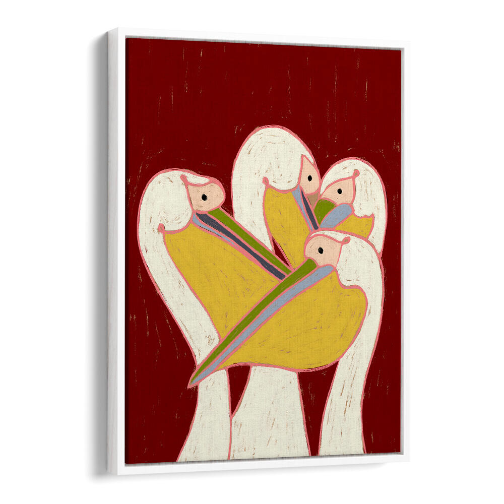 PELICANS OF THE BURGUNDY SKY  ,ANIMAL PAINTINGS