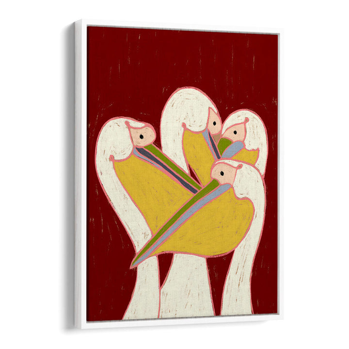 PELICANS OF THE BURGUNDY SKY  ,ANIMAL PAINTINGS