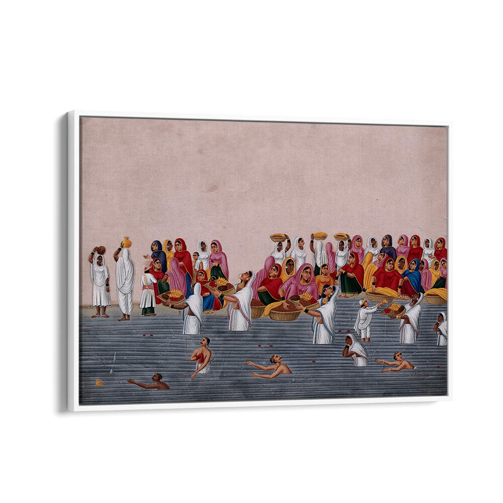 PEOPLE BATHING AND PRAYING IN RIVER GANGA