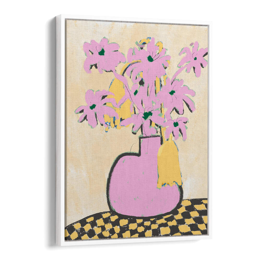 PINK FLOWERS IN A VASE , FLORAL FLOWER PAINTINGS