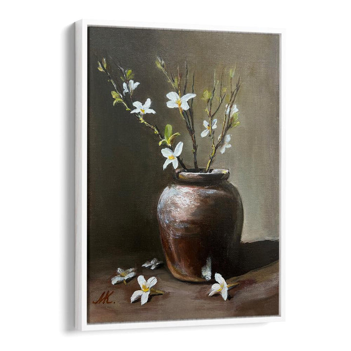 RUSTIC VASE WHITE FLOWERS