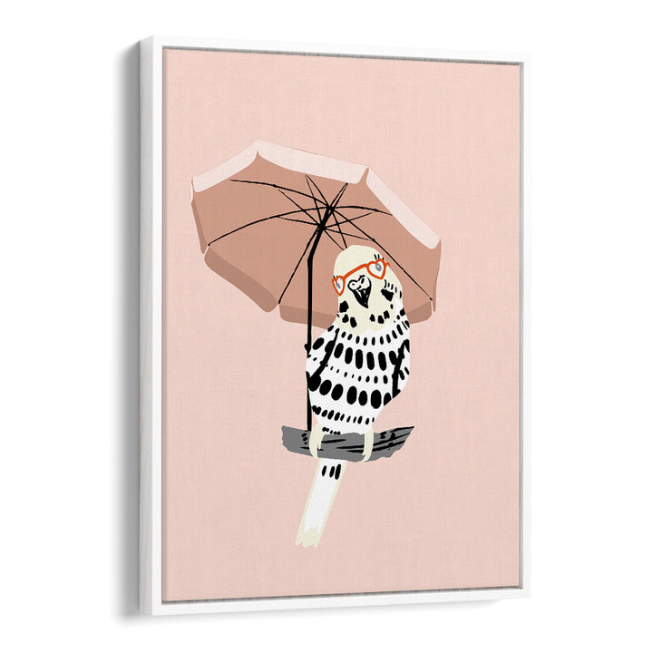 STYLISH BUDGIE UNDER UMBRELLA