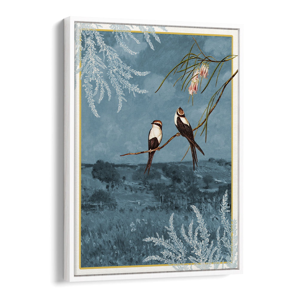 SWALLOWS IN BLUE LANDSCAPE