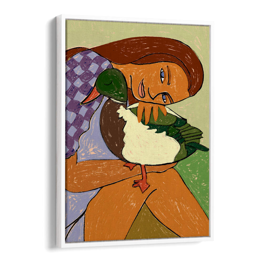 THE GIRL AND THE GREEN-HEADED GOOSE , PORTRAITS & FIGURATIVE ILLUSTRATIONS