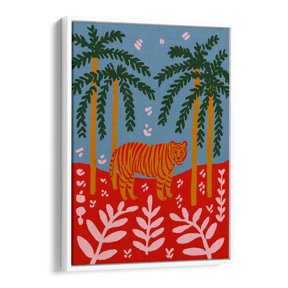 TIGER UNDER PALMS , ANIMAL PAINTINGS