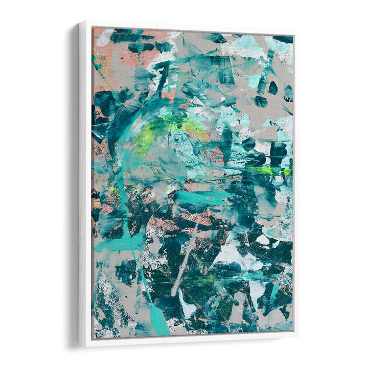 Vibrant turquoise hues in TO CONFRONT DELIGHT, ABSTRACT PAINTINGS, perfect for inspiring creativity in any space.
