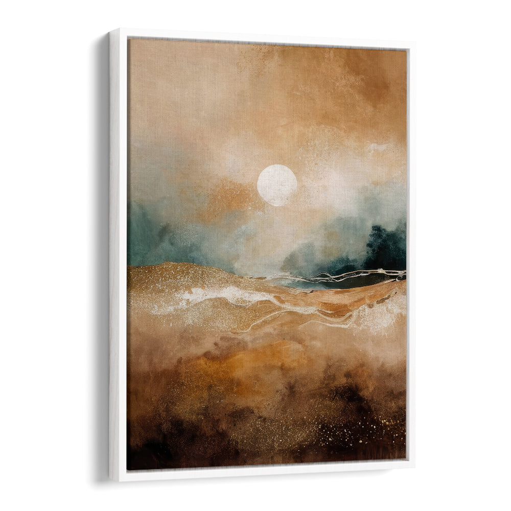 Serene abstract painting, "TRANQUIL SUNRISE OVER MISTY HILLS , ABSTRACT PAINTINGS," captures dawn over misty hills.