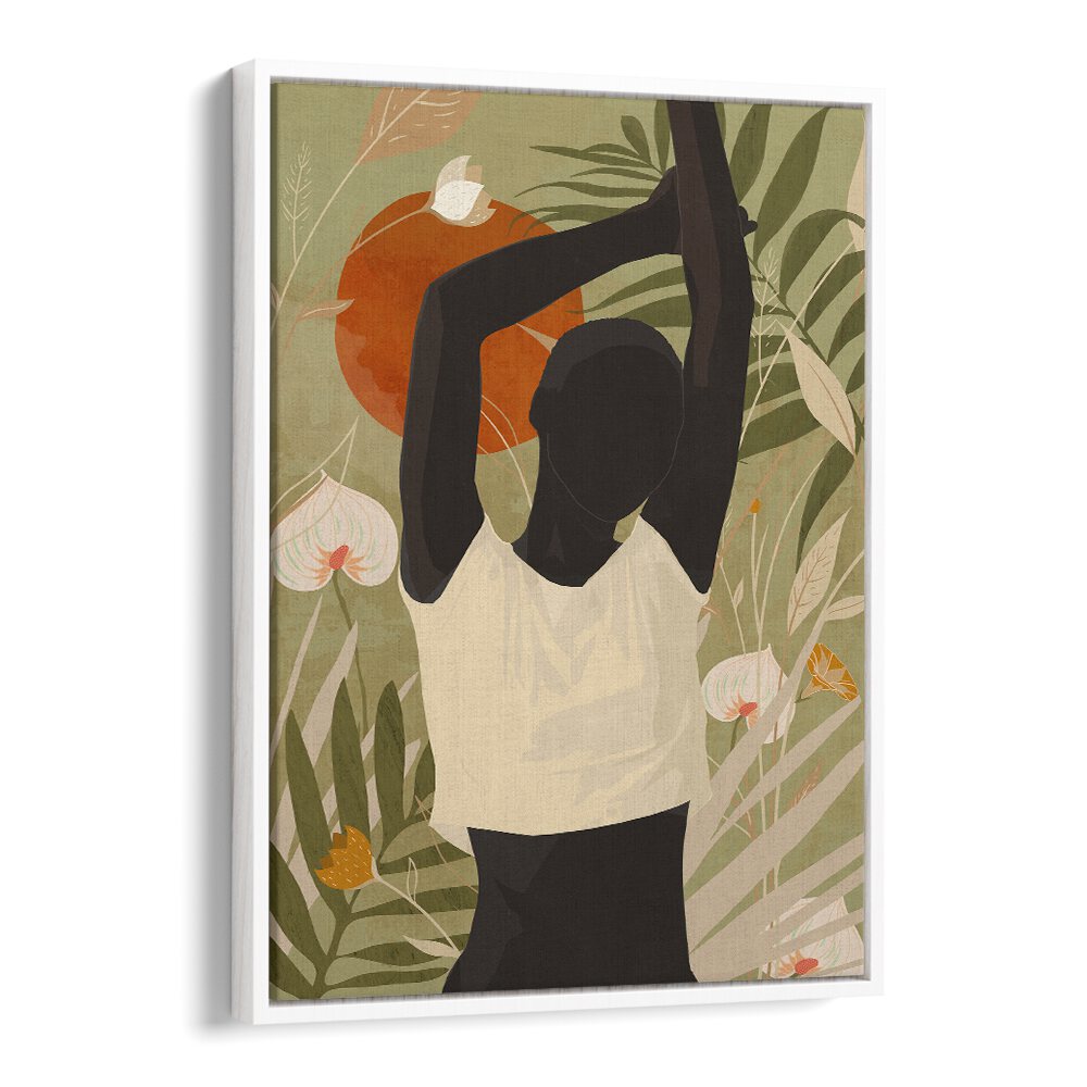 Tropical Girl III, Boho Art Paintings, showcases abstract beauty with vibrant colors and a calming bohemian vibe.